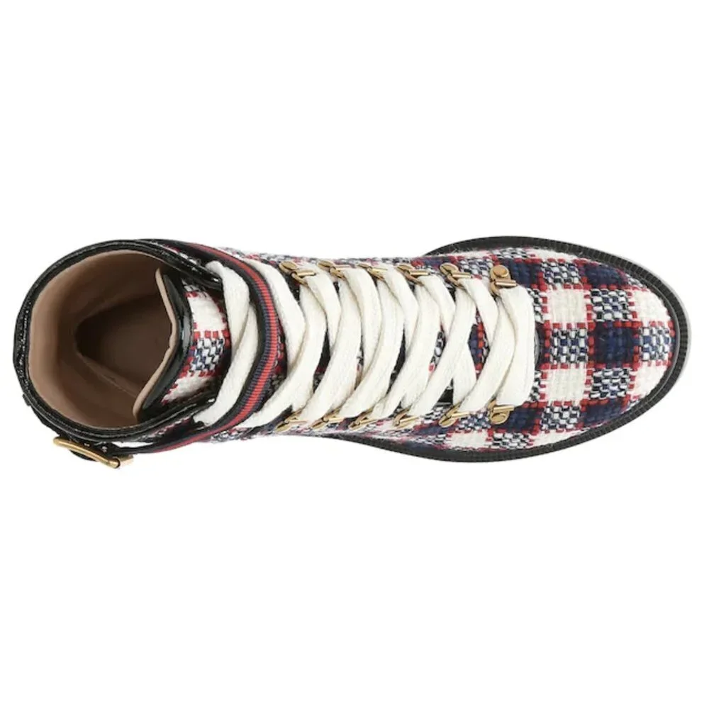NIB Gucci Trip 40 Bootie in Plaid Tweed Sz. 34.5 (4.5)